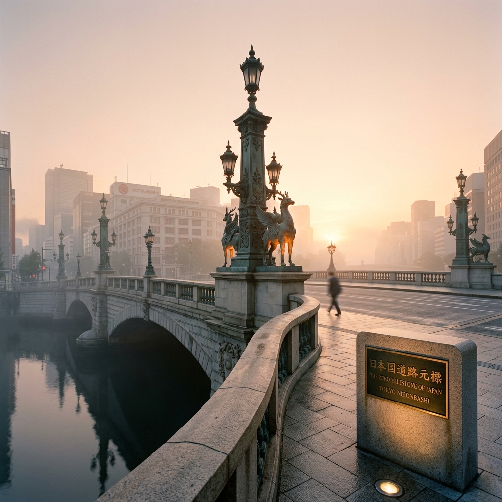 Nihonbashi Sunrise and Kilometre Zero Monument